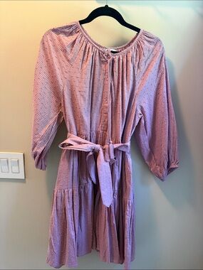 Emerson Fry India Collection Dusty Pink Midi Dress with Tie Waist